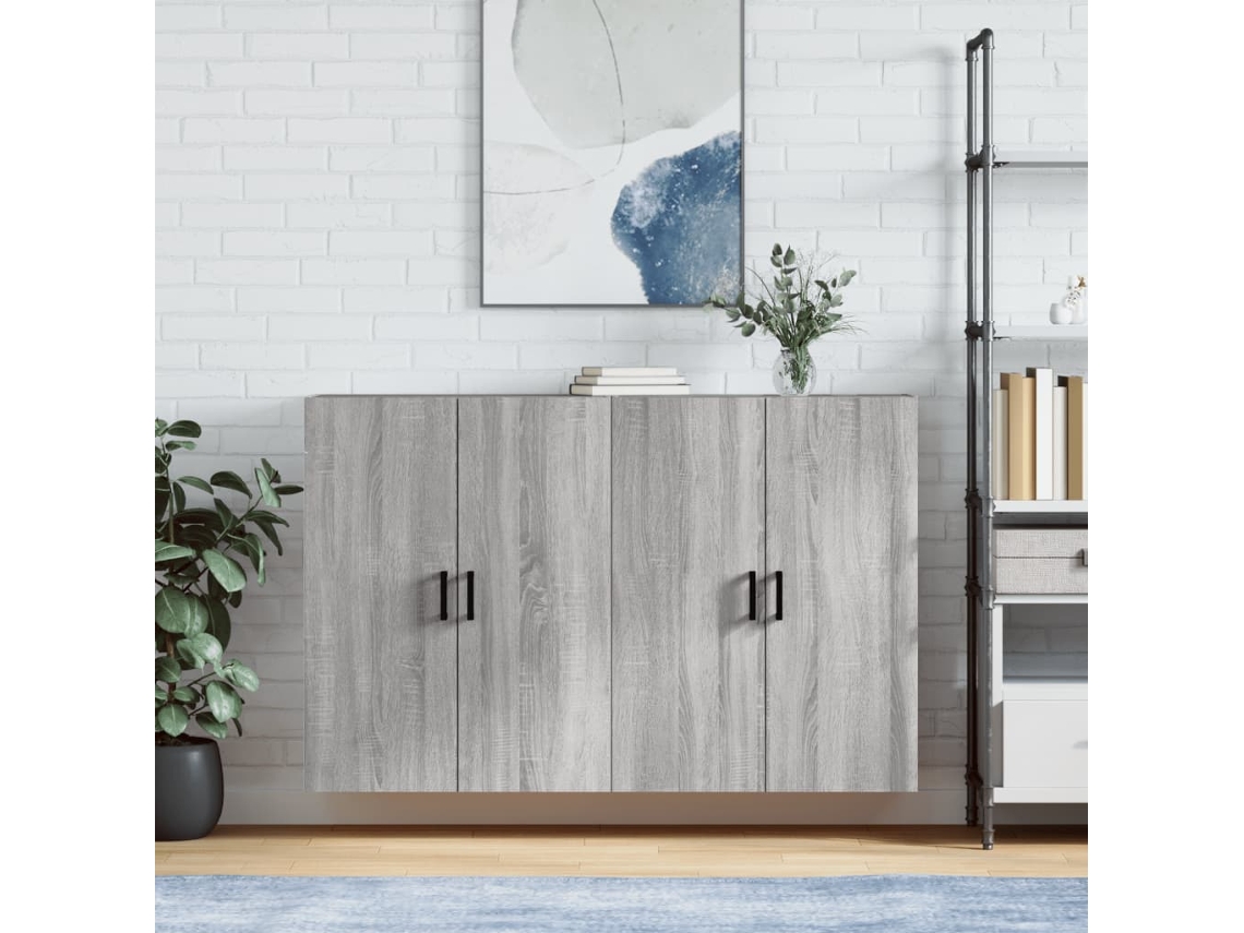 Vidaxl Armários De Parede 2 Pcs 69,5x34x90 Cm Cinzento Sonoma