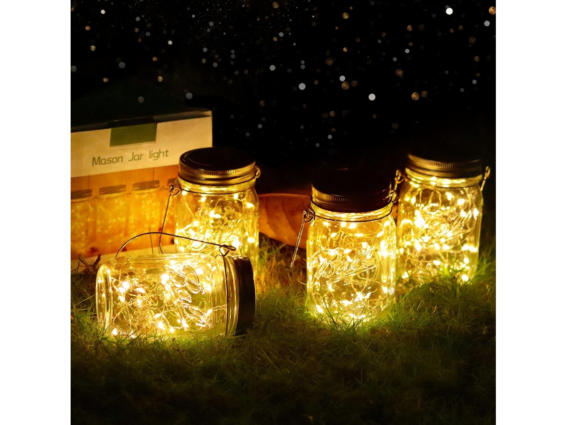 4 Luminárias Solares de Jardim, 20 LEDs, Luminárias Solares Externas, Brilvibera à Prova d'Água