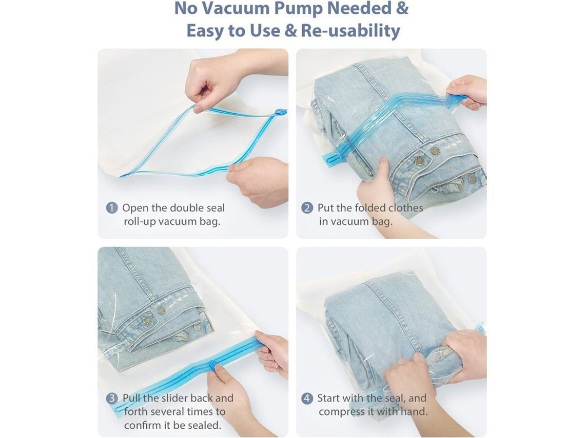 Bolsas de vácuo para viagens e armazenamento, compressão manual, para roupas, edredons e capas de cama | S/MARCA