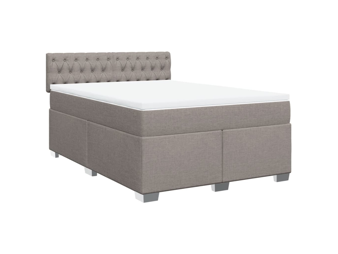 Cama Com Molas/colchão 140x190 Cm Tecido Castanho-acinzentado