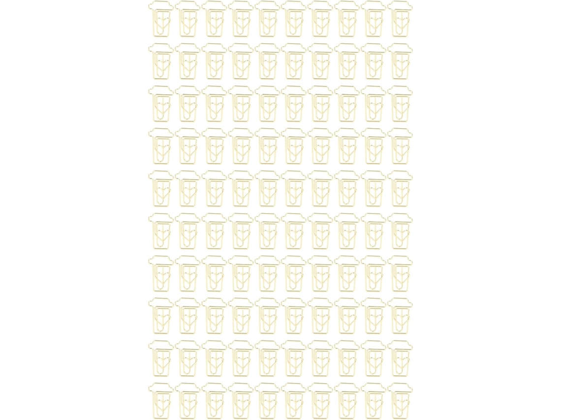 Clipes De Papel Em Formato Xícara Café, Com Processo De Galvanização Antiferrugem, Clipes De Metal Dourado