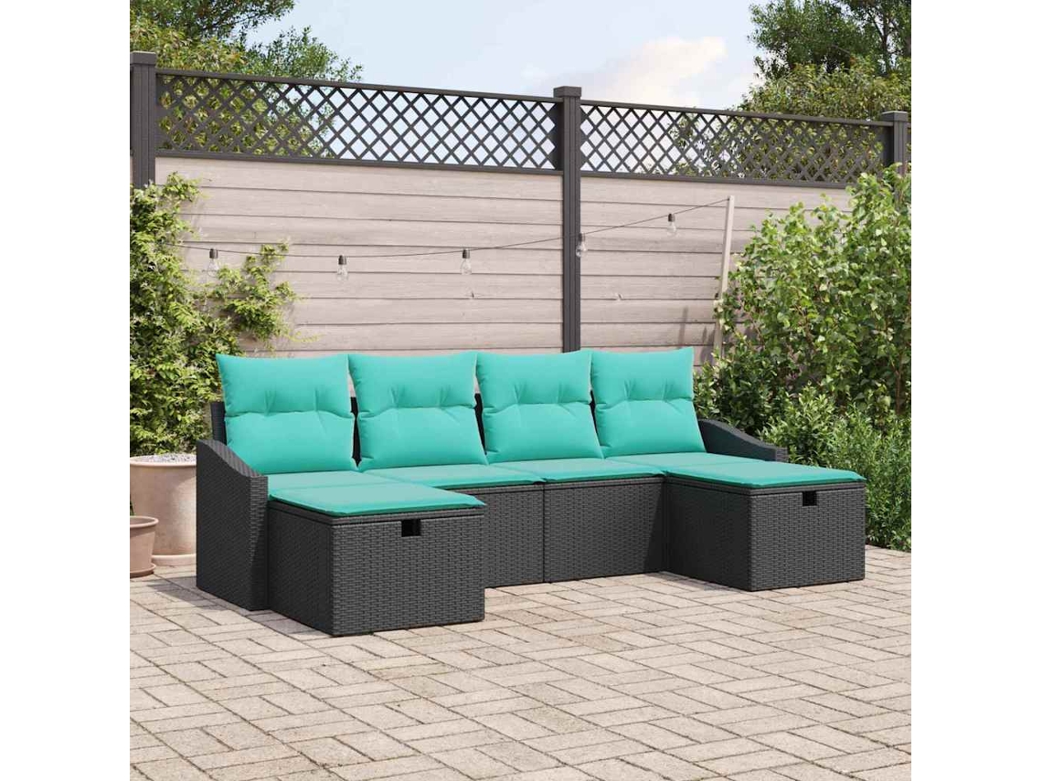 Vidaxl Conjunto De Sofá De Jardim 6 Unid. Vime Pe