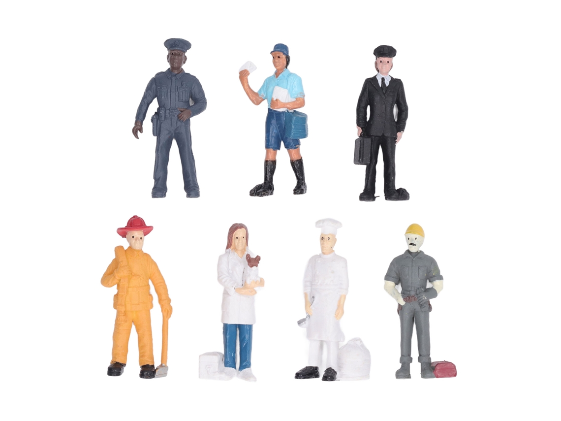 Mali 7 Pcs Figuras Humanas de Trabalho em Pvc Ecológico Brincadeira com Cores Vivas