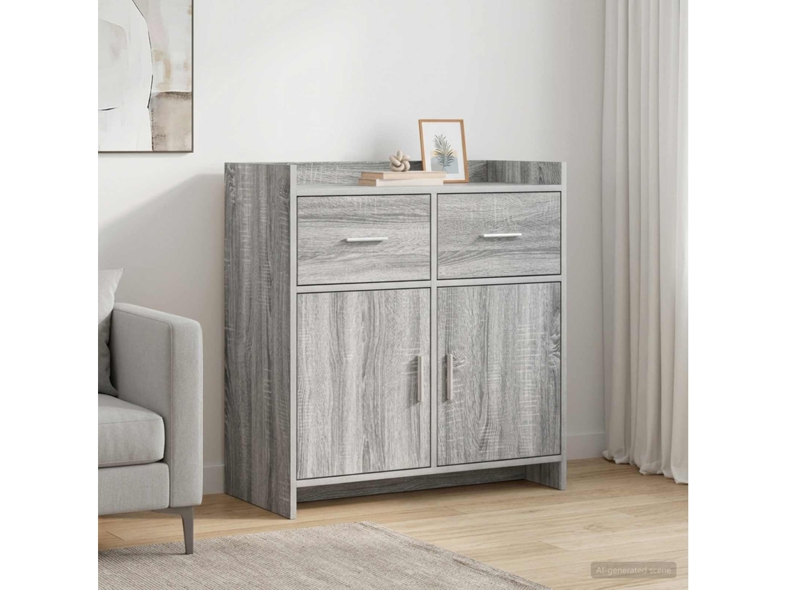 Vidaxl Buffet Sonoma Cinzento 75 X 36 X 80 Cm Derivados De Madeira
