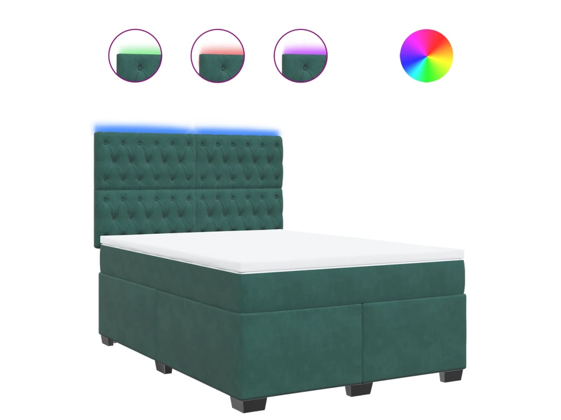 Cama com Molas/colchão 140x190 Cm Veludo Verde escuro MAISON EXCLUSIVE