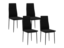 4er set de Cadeiras de Jantar BTFORUS, sem braços, estofadas, pernas de metal, preto