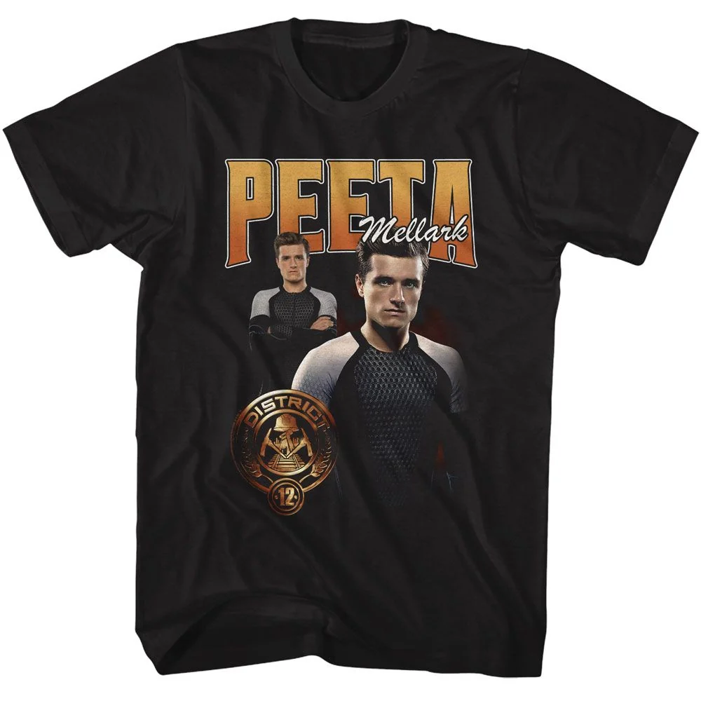 Rockinstone Hunger Games Movie Peeta Duo Photo Black Adult T-shirt Size:xxxl