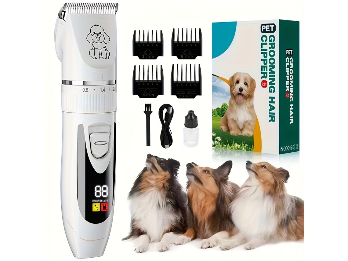 Kit de Higiene para Animais de Estimação Recarregável com Pente Ajustável e Baixo Ruído Branco HEXINYIGJLY
