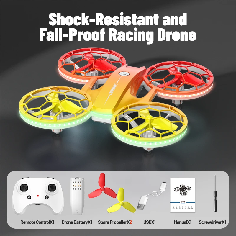 (vermelho) Avião Com Luzes Coloridas, Função De Manter Altitude E Anti-colisão, Brinquedo De Drone Com Controle Remoto Sem Fio.