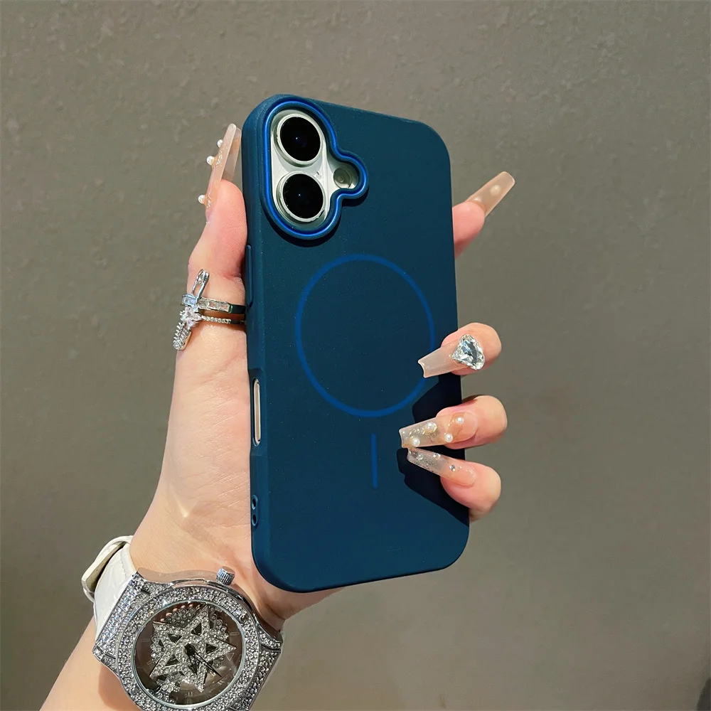 (iphone 16, Azul) Capa Ultrafina E Minimalista Com Magsafe, Compatível Com Carregamento Sem Fio, Capa Macia.