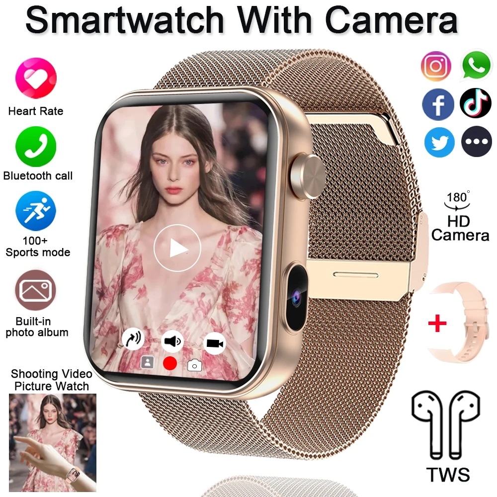 (meiwang) Smartwatch Com Câmera, Reprodução De Vídeo E Chamadas Tws