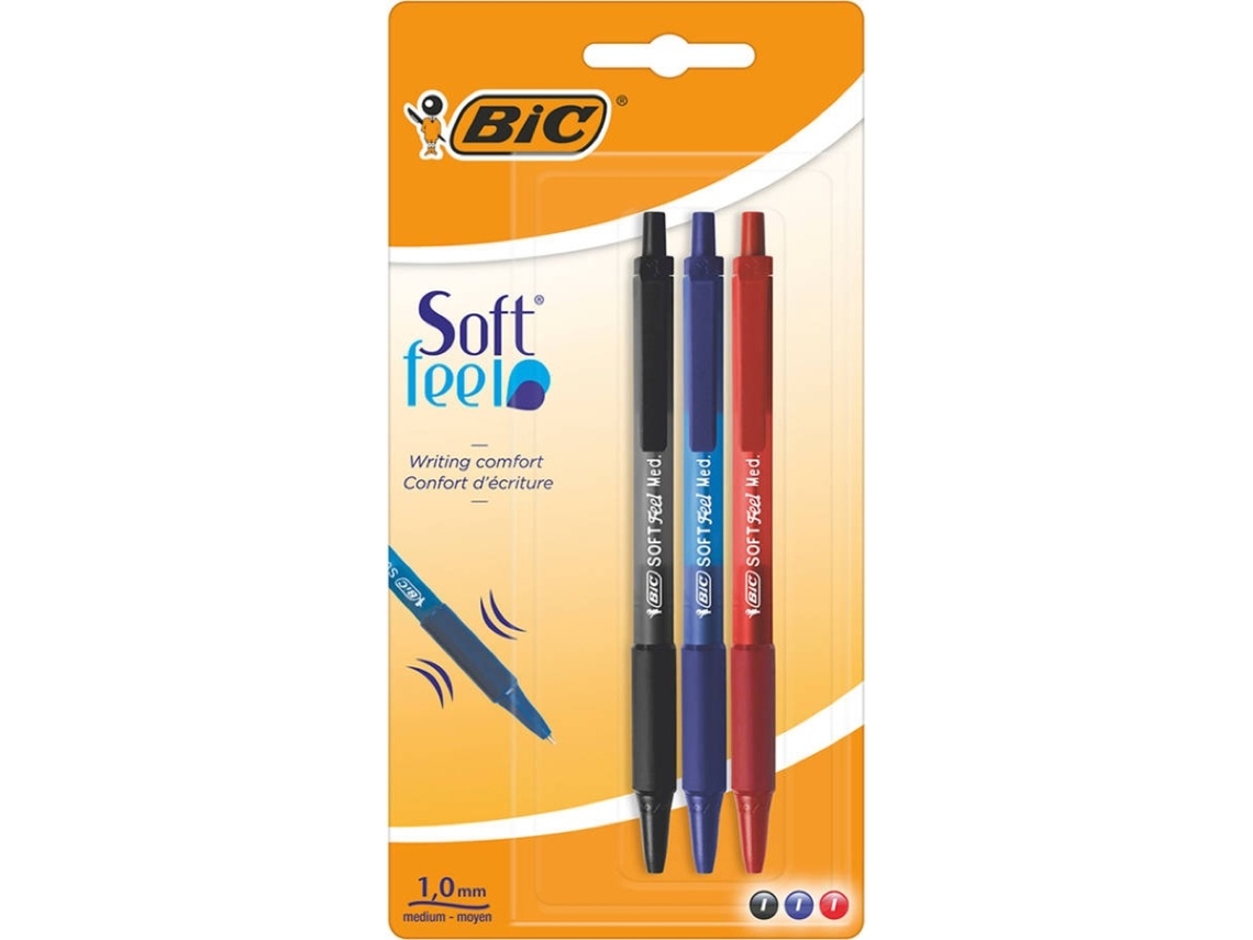 Esferográficas Retráteis BIC Soft Feel Ponta Média 1 mm (Sortido)