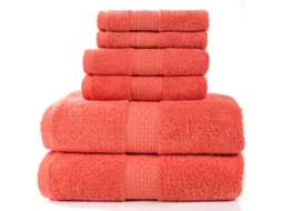 Conjunto De Três Toalhas De Banho Em Puro Algodão, Grossas, Macias E Altamente Absorventes, Na Cor Vermelha. Siurn