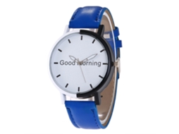 Reloj Unisex De Moda Con Correa De Cuero Pu De Color Real Azul Letras Impresas