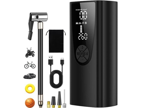Compressor de ar portátil JOFLVA 6000mah, mini bomba de ar elétrica 150PSI, inflador de pneus de carro, inflador elétrico, Comp29 SSS