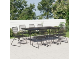 Vidaxl 9 Pcs Conjunto De Jantar Para Jardim Vime De Pvc Preto