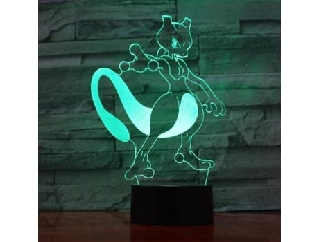 Lâmpada Ilusão 3d Led Nuit Pokemon Mewtwo 7 Cores Para Crianças Lâmpada De Mesa Tátil Usb Bebê Dormir Belo Desenho Animado