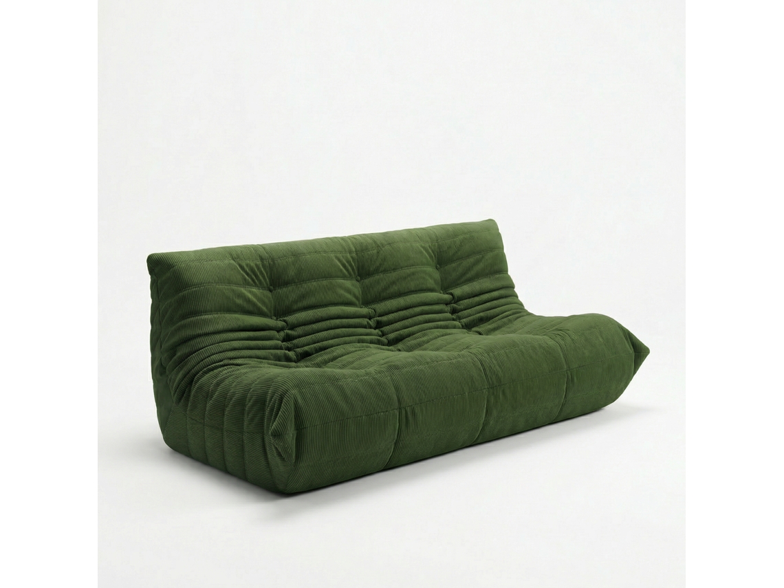 Poltrona de 3 lugares, ergonômica, 160x100x72 cm, verde, espuma viscoelástica.