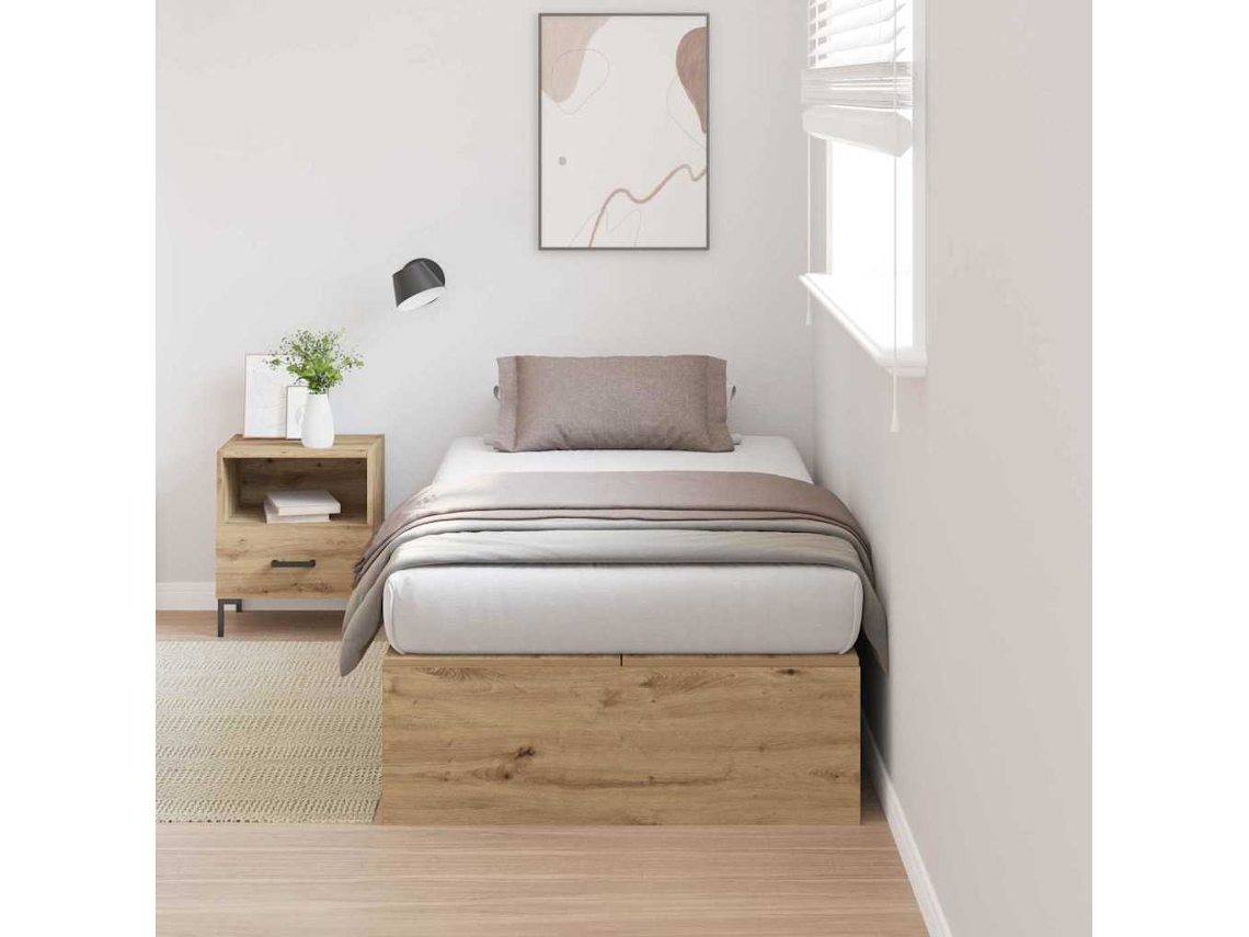 Vidaxl Estrado De Cama Com Arrumação Carvalho Artesanal 100 X 200 Cm