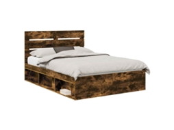 Estrutura da Cama com Cabeceira Carvalho Defumado 150x200 cm MAISON EXCLUSIVE