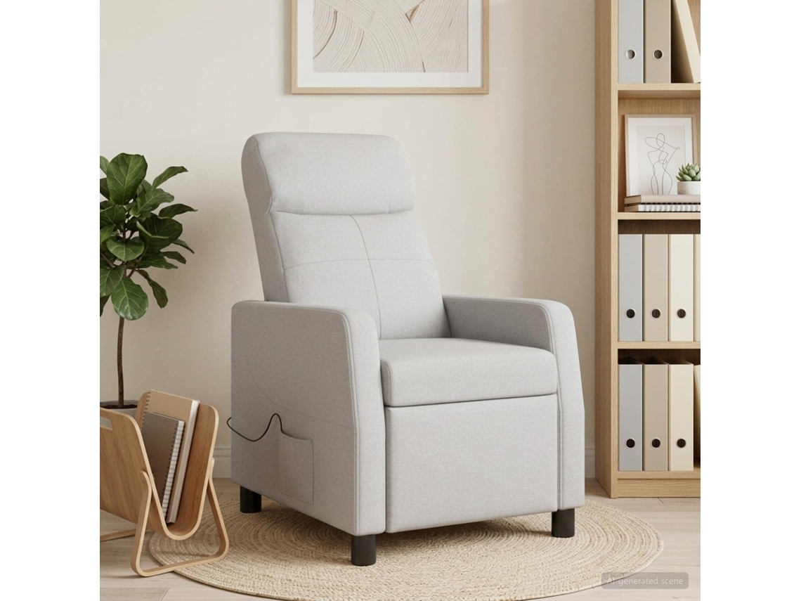 Vidaxl Recliner De Massagem Cinza Nuvem Tecido