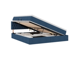 Cama com Arrumação e Led com Colchão Azul Tecido MAISON EXCLUSIVE 160x200 cm