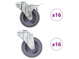 Vidaxl 32 Pcs Rodas Giratórias Com Furo Roscado 75 Mm