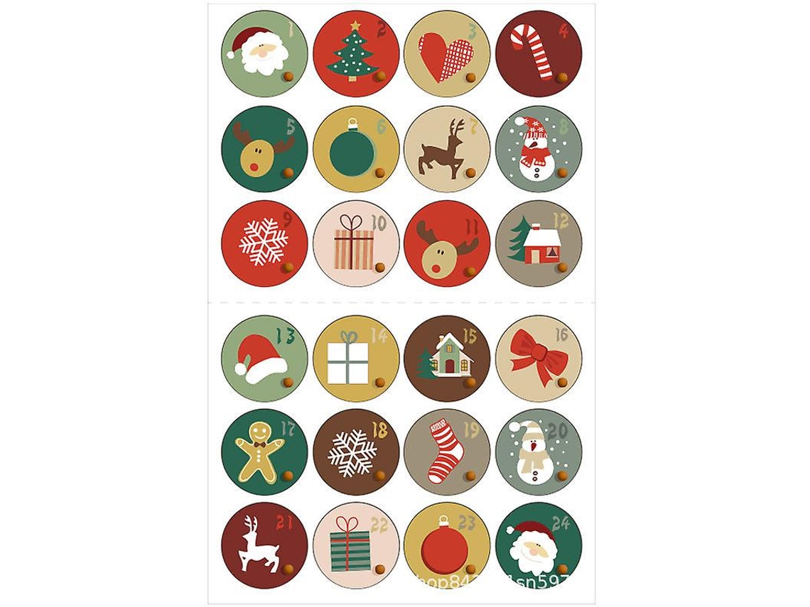 2x Presente De Natal 24 Adesivos Decorativos Digitais Coloridos Para Envelope De Presente De Natal Hengjian