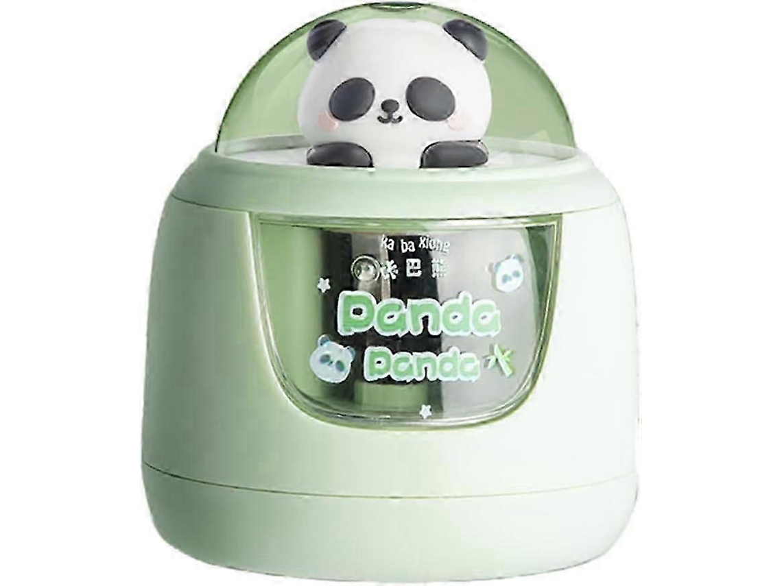 Apontador elétrico Slowmoose para crianças, lâmina espiral resistente, dois modos de potência, capa de silicone removível (Panda)