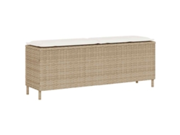 Vidaxl Banco De Jardim Com Almofadão 110x30x40,5 Cm Vime Pe Bege