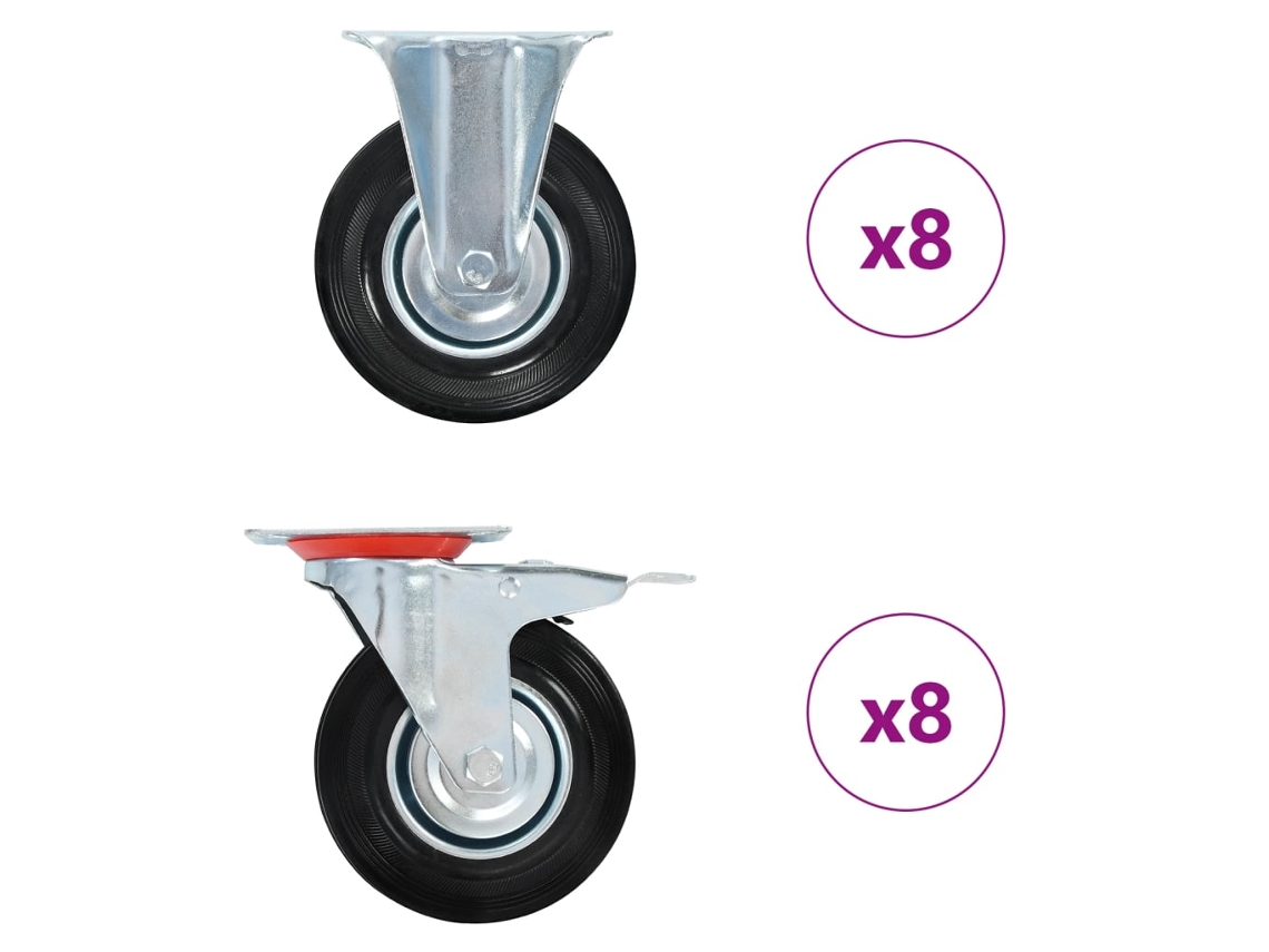 Vidaxl 16 Pcs Rodas 125 Mm