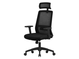 Cadeira de Escritório Ergonómica em Tecido de Malha Preta com Apoios de Braços e Apoio de Cabeça Ajustáveis ML-DESIGN