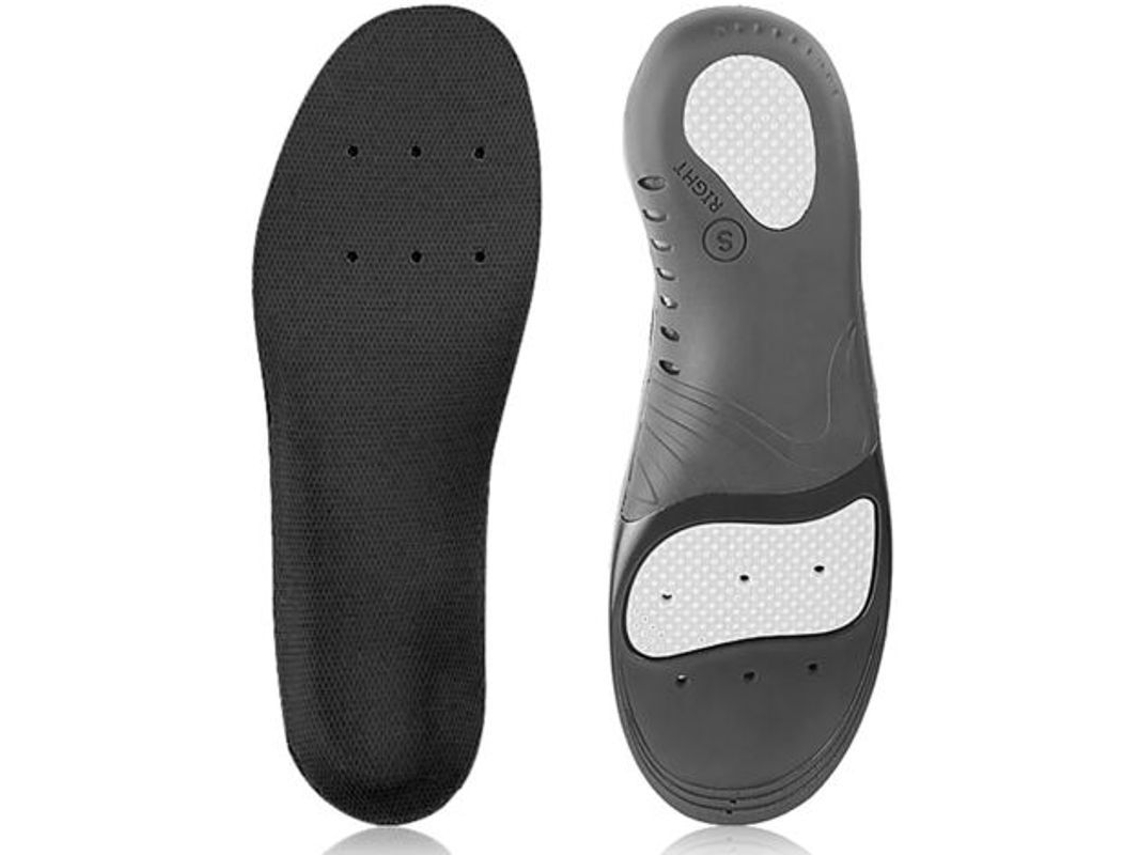 Insole de Suporte Articular para Plantar Fasciite Pé Plano Tamanho 45 47 Preto com Buracos de Ar
