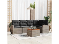 Vidaxl Conjunto De Sofá De Jardim 6 Pcs Cinzeto Vime Pe