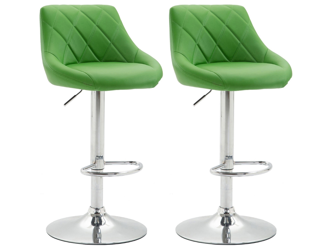 Conjunto De 2 Bancos De Bar Lazio Em Imitação De Pele Verde Clp