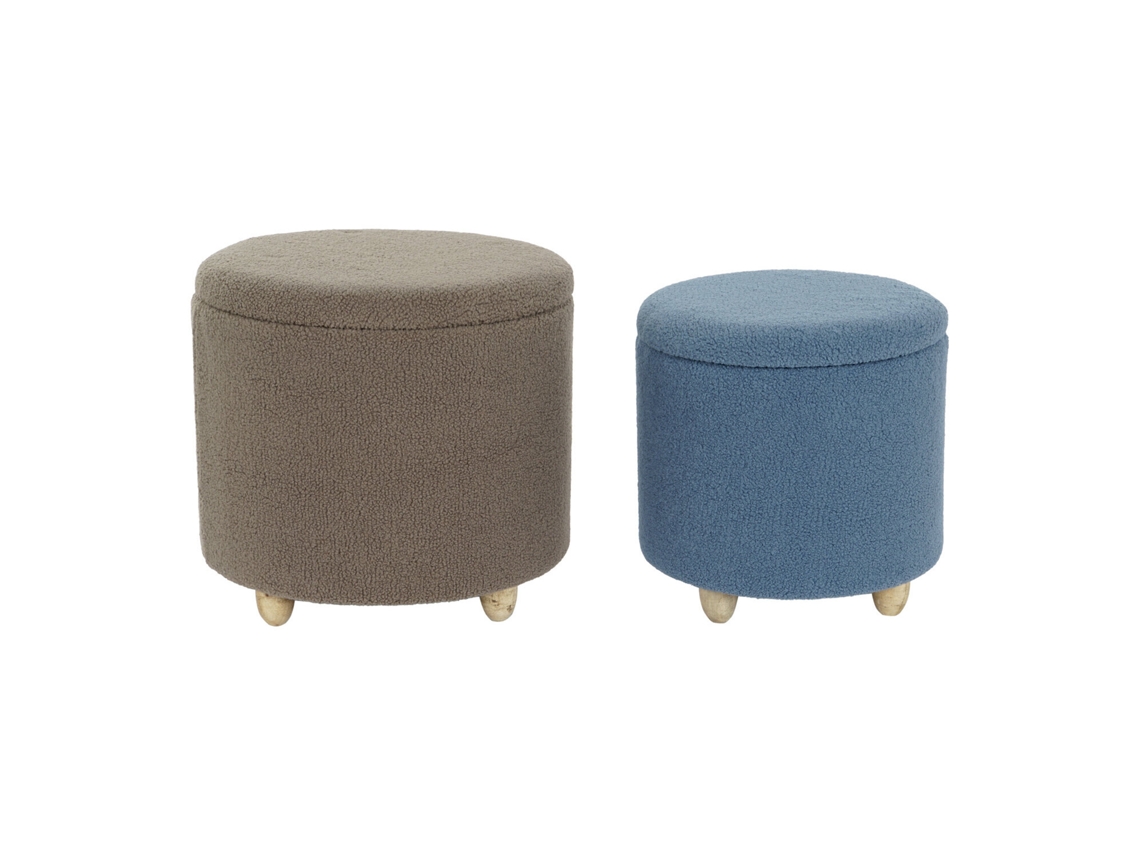 Conjunto de 2 Apoios para os Pés em Madeira e Poliéster ALEXANDRA HOUSE LIVING (50x50x45cm)