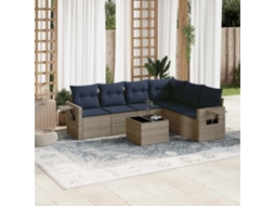 Vidaxl Conjunto De Sofá De Jardim Com 7 Peças E Almofadas Em Rattan Sintético Cinza