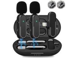 Microfone de lapela sem fio para iPad, pacote com 2, carregador Panoona