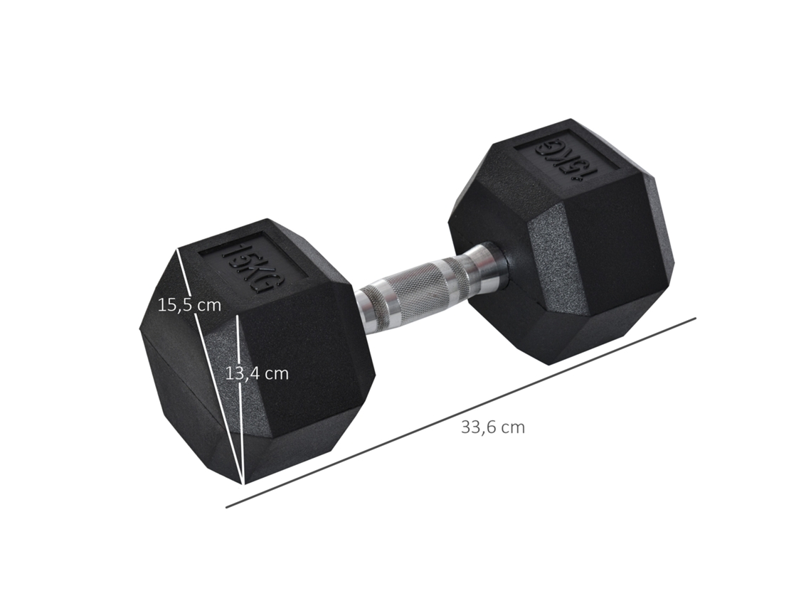 Halteres de Ferro Fundido com Cabo Molado 15kg Treino Força Casa/Ginásio | S/MARCA