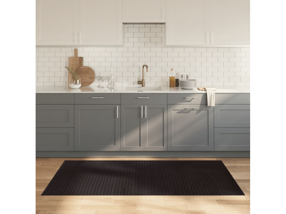 Vidaxl Tapete Retangular 100x200 Cm Bambu Castanho-escuro