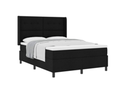 Cama Box com Colchão e Cabeceira Preto 200x140 cm Tecido MAISON EXCLUSIVE