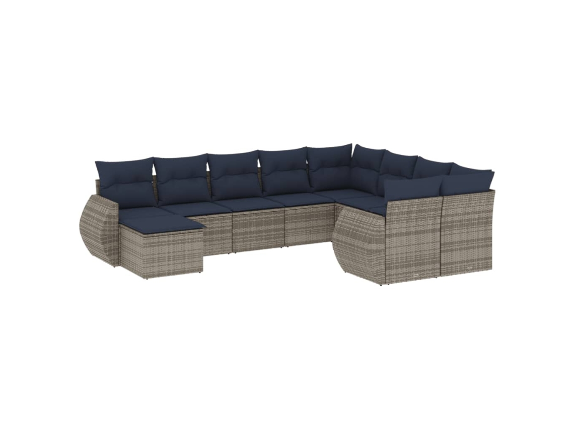 Conjunto de Sofá de Jardim, 10 Peças, Almofadas, Rattan Cinza MAISON EXCLUSIVE