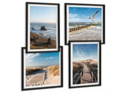 Composição De Quadros Cachoeiras Paisagens Verdes Espelharte (4 Peças)