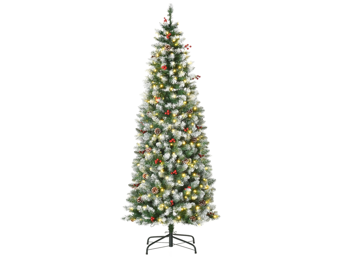 Árvore Natal Dobrável. Verde Ø65x180cm, 300 Led Branco Quente, 618 Ramos, Pvc, Base