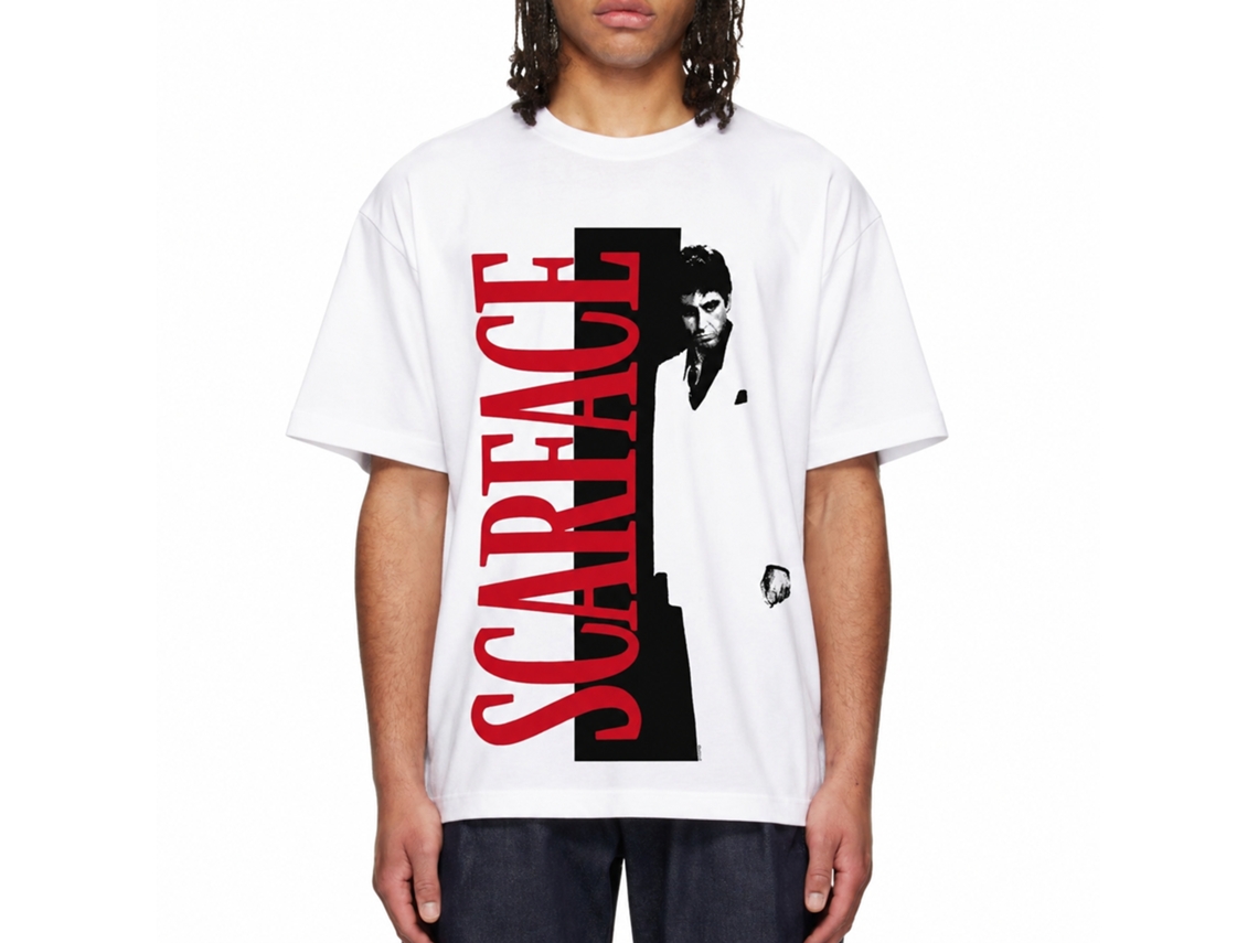Rockinstone Scarface Movie Sf Split White Adult T-shirt Size:l