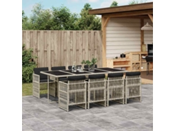 Vidaxl 9 Pcs Conjunto De Jantar P/ Jardim C/ Almofadões Cinzento Claro