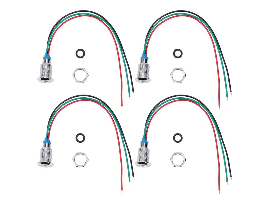 4 Conjuntos De Leds Redondos Pre-fios Bicolor Anodo Comum À Prova D'água 10mm 12-24v Vermelho E Verde