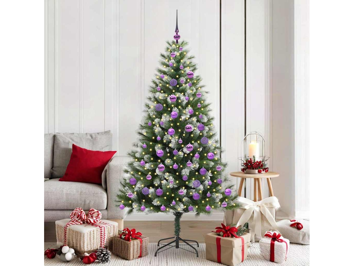 Vidaxl Árvore De Natal Artifical Com Neve Flock 300 Led Branco Quente