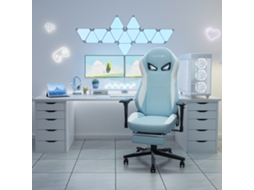Cadeira Gamer Ergonômica Kornox Tecido Com Descanso Para Pés, Ajustável, Apoio Lombar, Branca E Azul Para Adultos.