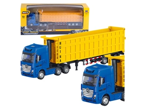 Caminhão Com Semi Reboque De Volume Metálico Amarelo Huina 150